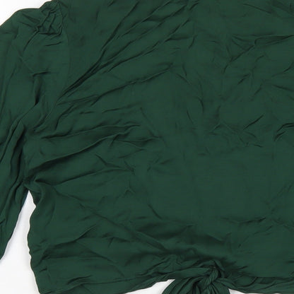 Womens UK Size XS Zara Green Cropped Blouse