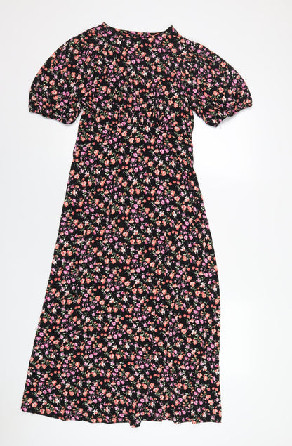 Lipsy Womens Black Floral Polyester Maxi Size 12 Round Neck Pullover