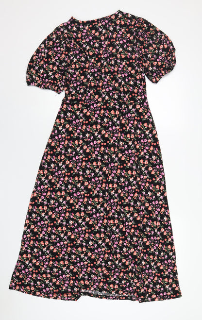 Lipsy Womens Black Floral Polyester Maxi Size 12 Round Neck Pullover