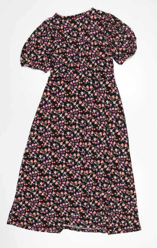 Lipsy Womens Black Floral Polyester Maxi Size 12 Round Neck Pullover