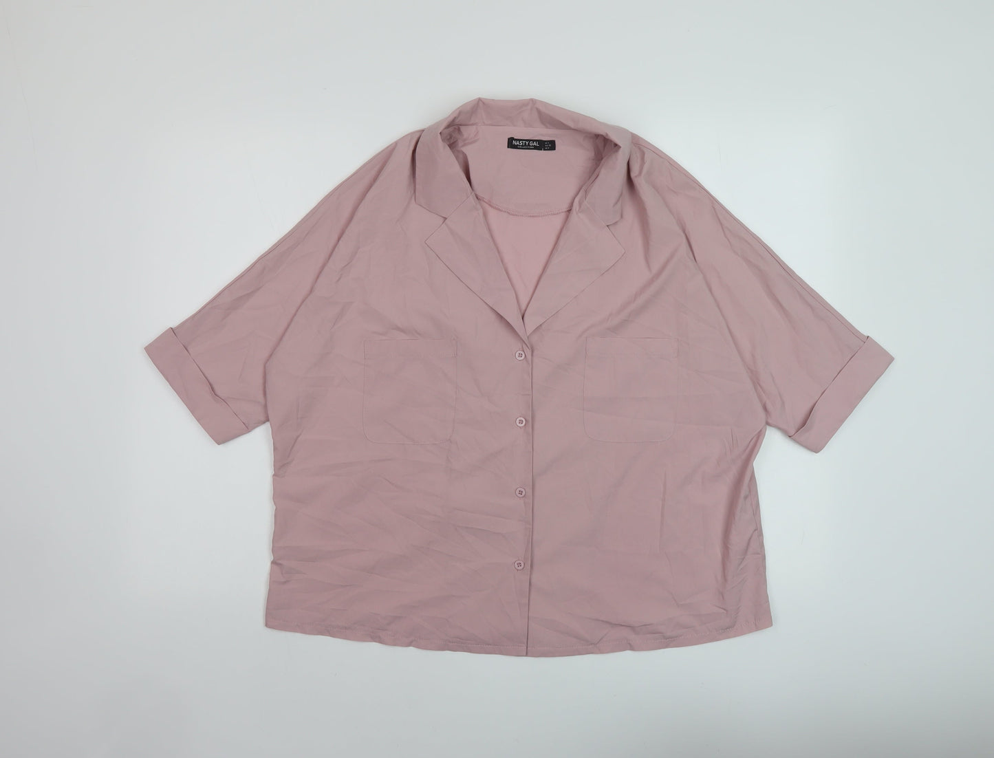 Womens UK Size 8 Nasty Gal Pink Basic Button-Up
