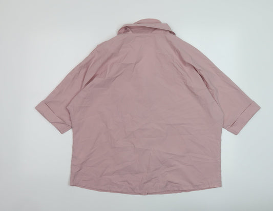 Nasty Gal Womens Pink Polyester Basic Button-Up Size 8 V-Neck