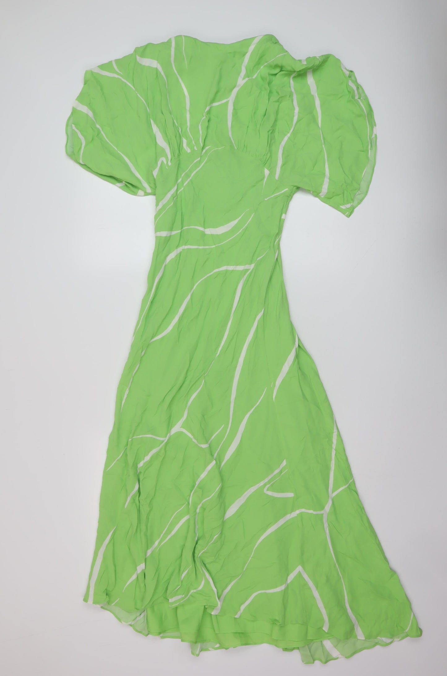 Autograph Womens Green Geometric Viscose A-Line Size 8 Round Neck Zip