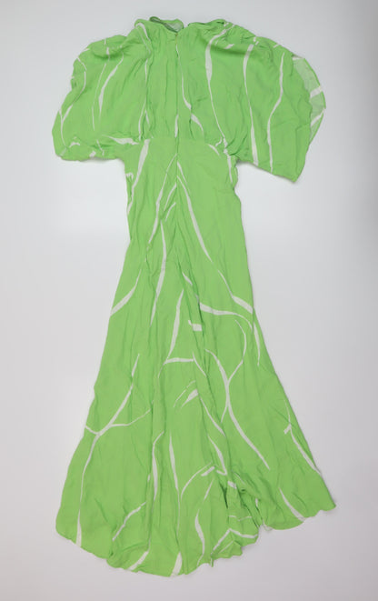 Autograph Womens Green Geometric Viscose A-Line Size 8 Round Neck Zip