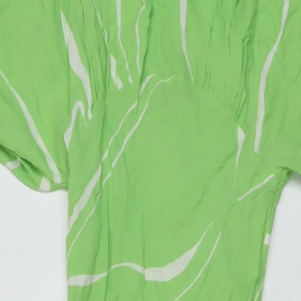 Autograph Womens Green Geometric Viscose A-Line Size 8 Round Neck Zip