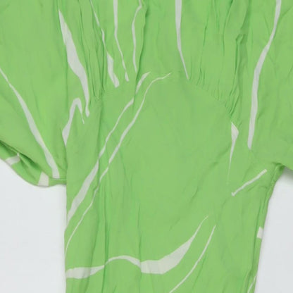 Autograph Womens Green Geometric Viscose A-Line Size 8 Round Neck Zip