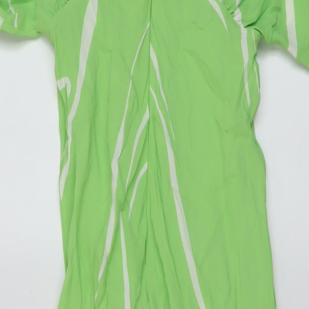 Autograph Womens Green Geometric Viscose A-Line Size 8 Round Neck Zip