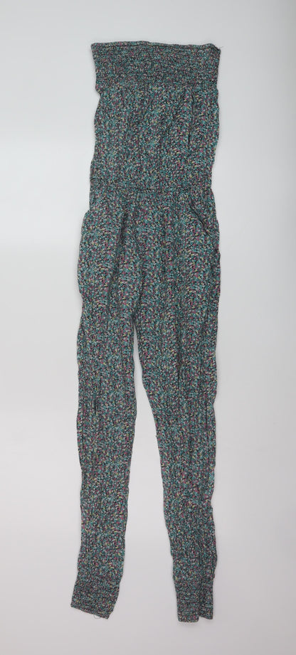 New Look Girls Multicoloured Floral Cotton Jumpsuit One-Piece Size 10 Years Pullover
