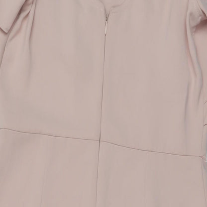 Very Womens Pink Polyester Sheath Size 12 Square Neck Zip