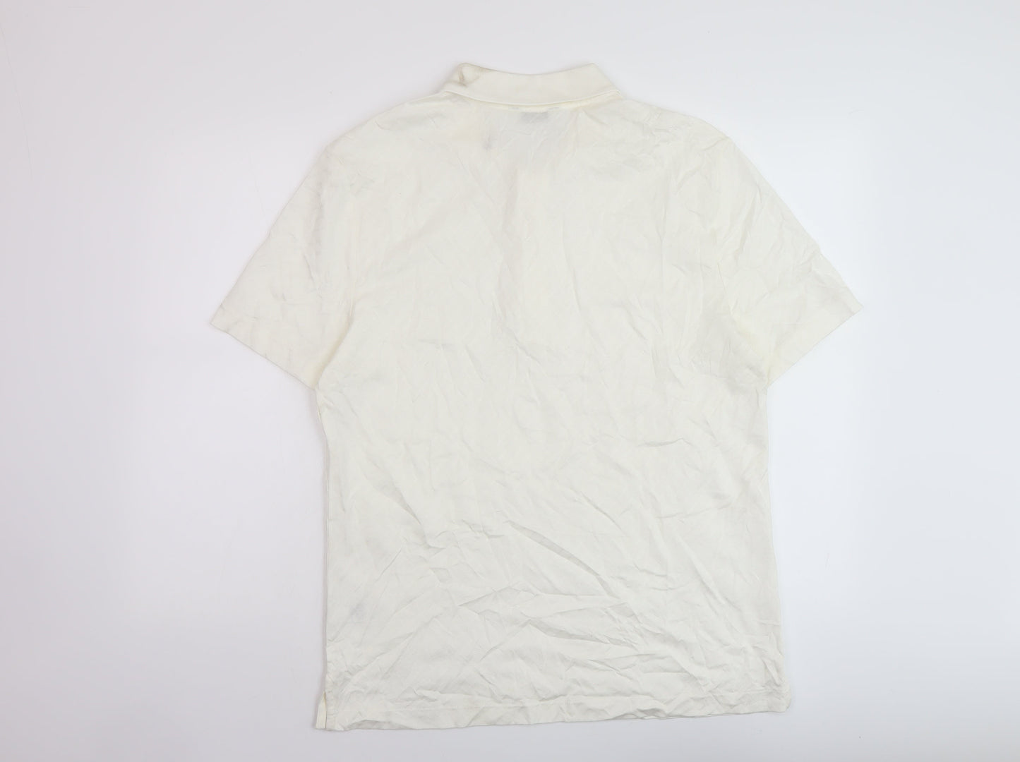 Marks and Spencer Mens Ivory Cotton Polo Size L Collared Pullover