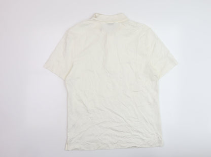 Marks and Spencer Mens Ivory Cotton Polo Size L Collared Pullover