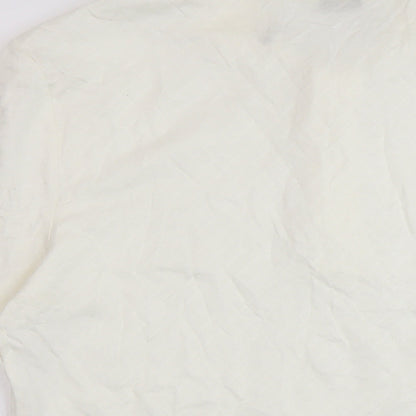 Marks and Spencer Mens Ivory Cotton Polo Size L Collared Pullover