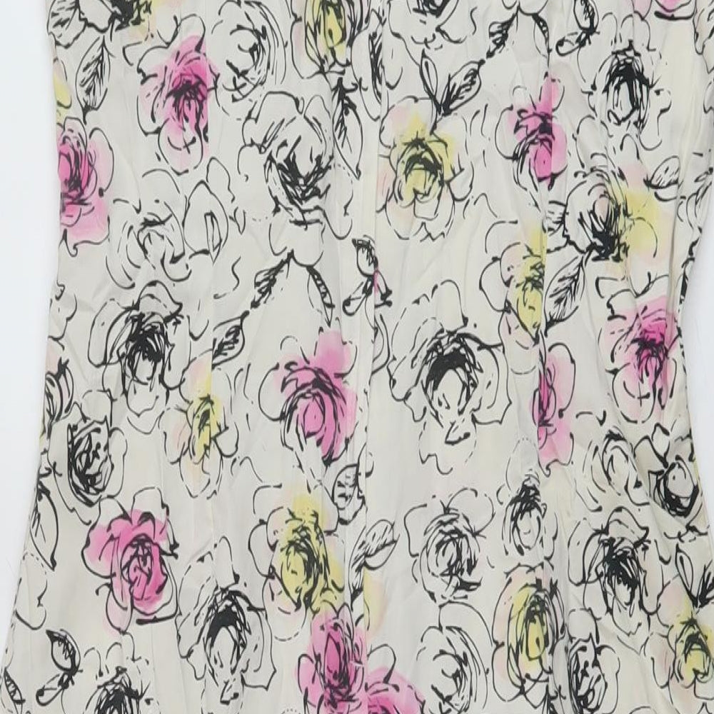 Casuak Club Womens Multicoloured Floral Cotton A-Line Size 10 V-Neck Zip
