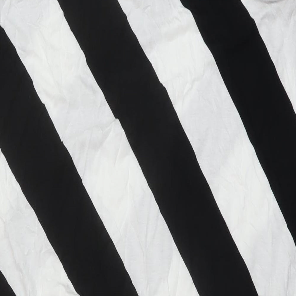 Marks and Spencer Womens Black Striped Viscose A-Line Size 16 Square Neck Pullover