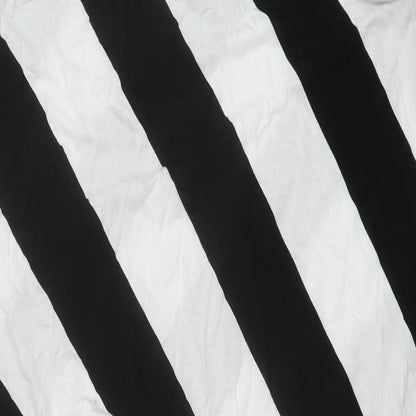 Marks and Spencer Womens Black Striped Viscose A-Line Size 16 Square Neck Pullover