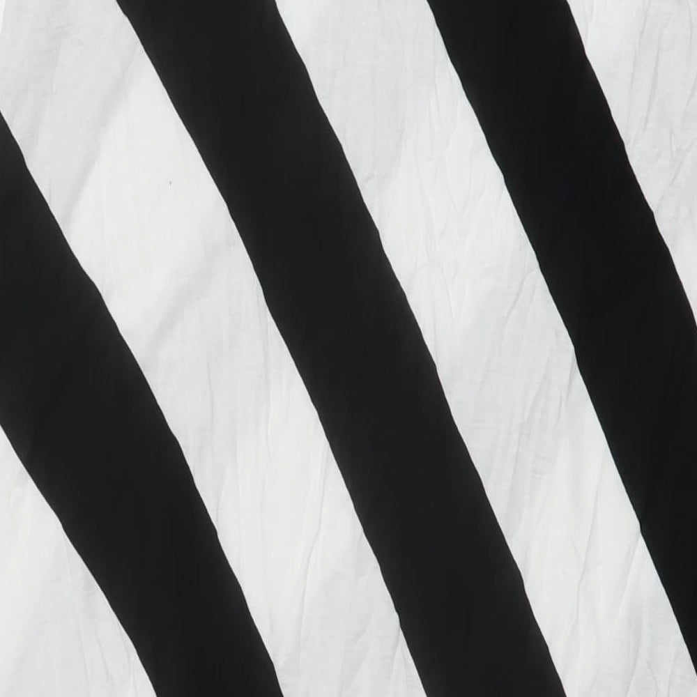 Marks and Spencer Womens Black Striped Viscose A-Line Size 16 Square Neck Pullover