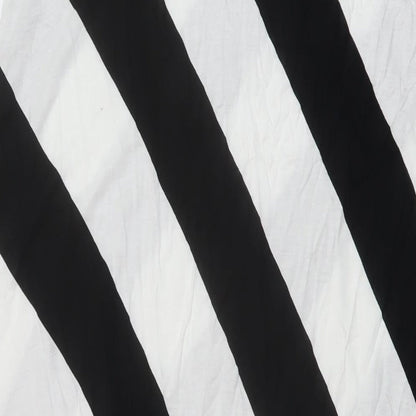Marks and Spencer Womens Black Striped Viscose A-Line Size 16 Square Neck Pullover