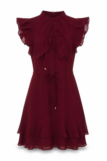 Oais Womens Red Polyester A-Line Size 10 Mock Neck Zip