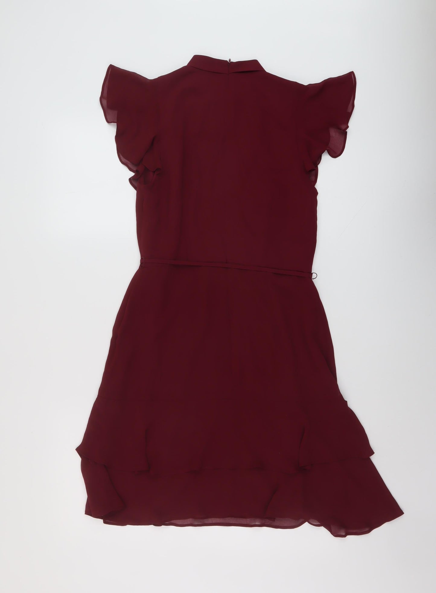 Oais Womens Red Polyester A-Line Size 10 Mock Neck Zip