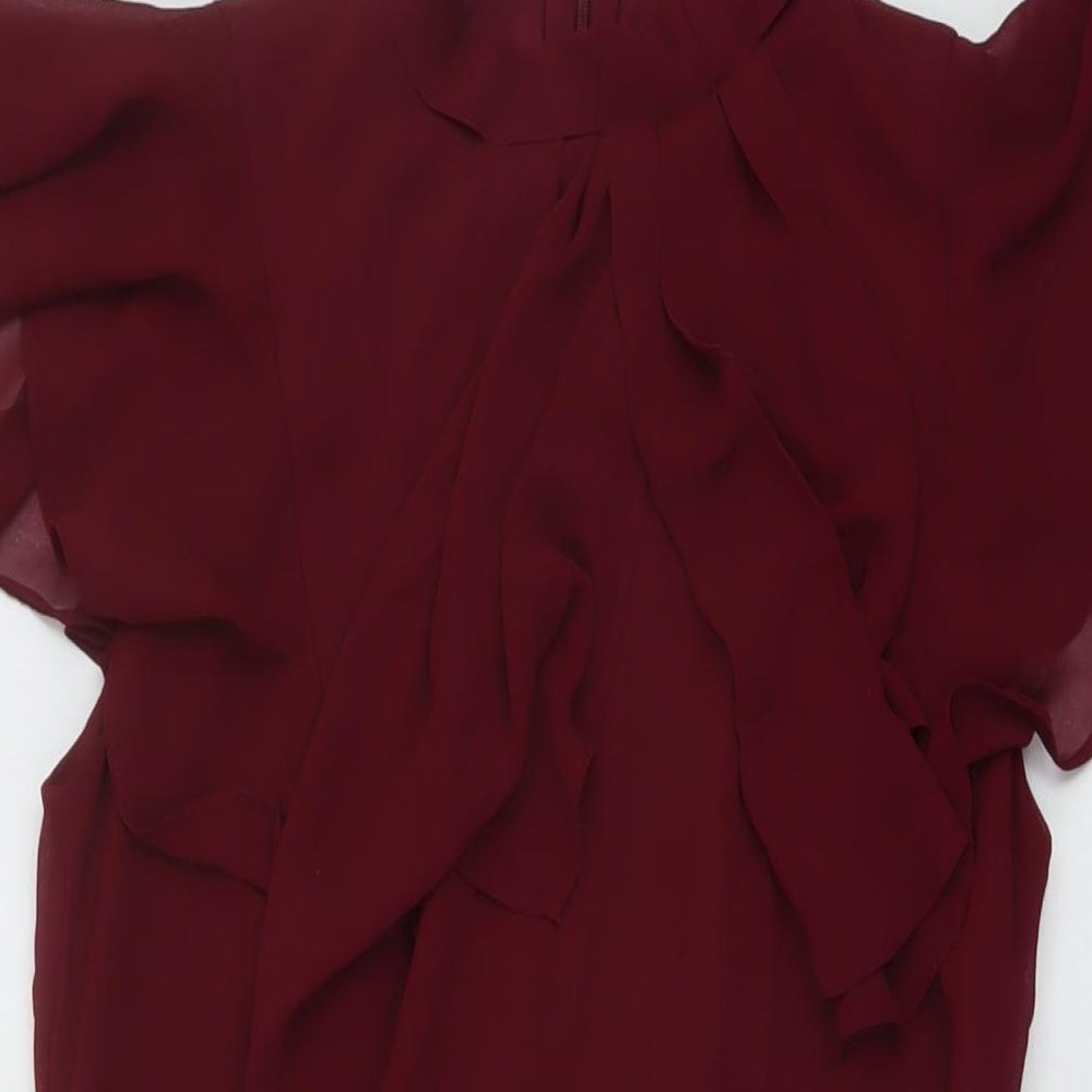 Oais Womens Red Polyester A-Line Size 10 Mock Neck Zip