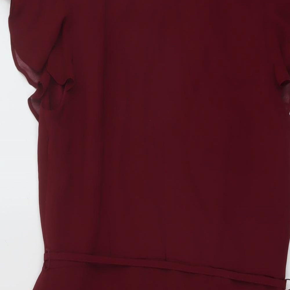 Oais Womens Red Polyester A-Line Size 10 Mock Neck Zip