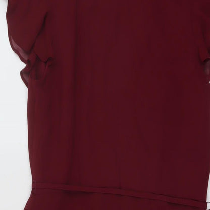 Oais Womens Red Polyester A-Line Size 10 Mock Neck Zip