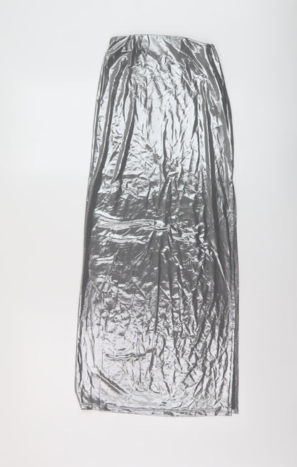 Bershka Womens Silver Polyester Straight & Pencil Skirt Size XS
