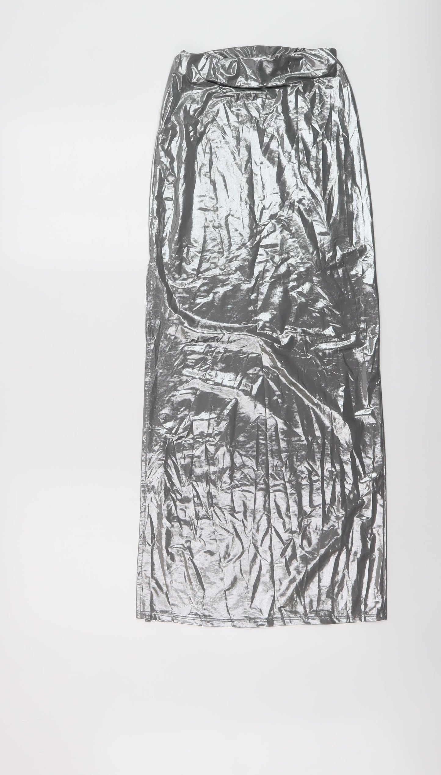 Bershka Womens Silver Polyester Straight & Pencil Skirt Size XS