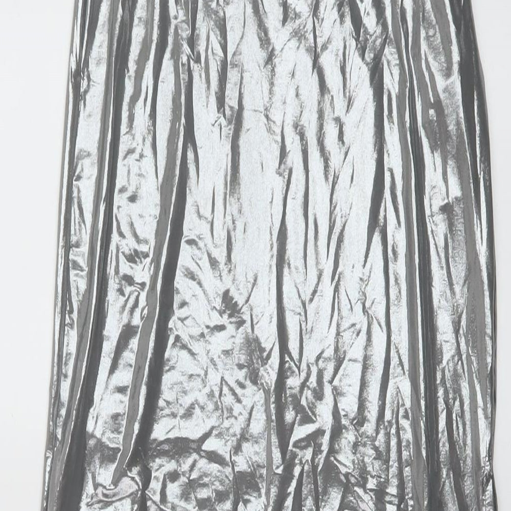 Bershka Womens Silver Polyester Straight & Pencil Skirt Size XS