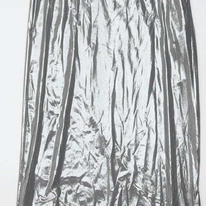 Bershka Womens Silver Polyester Straight & Pencil Skirt Size XS