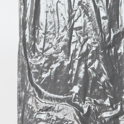 Bershka Womens Silver Polyester Straight & Pencil Skirt Size XS