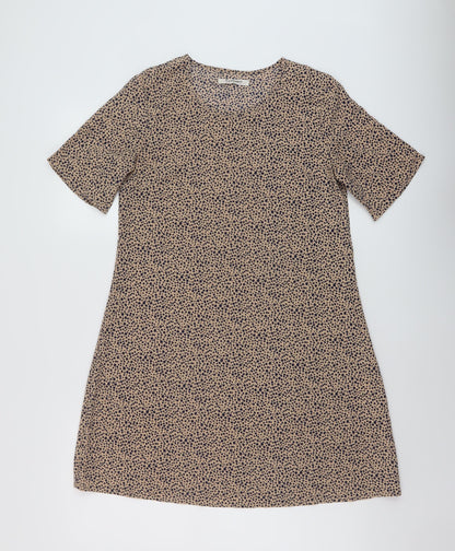 Glamorous Womens Beige Geometric Polyester A-Line Size 8 Round Neck Pullover