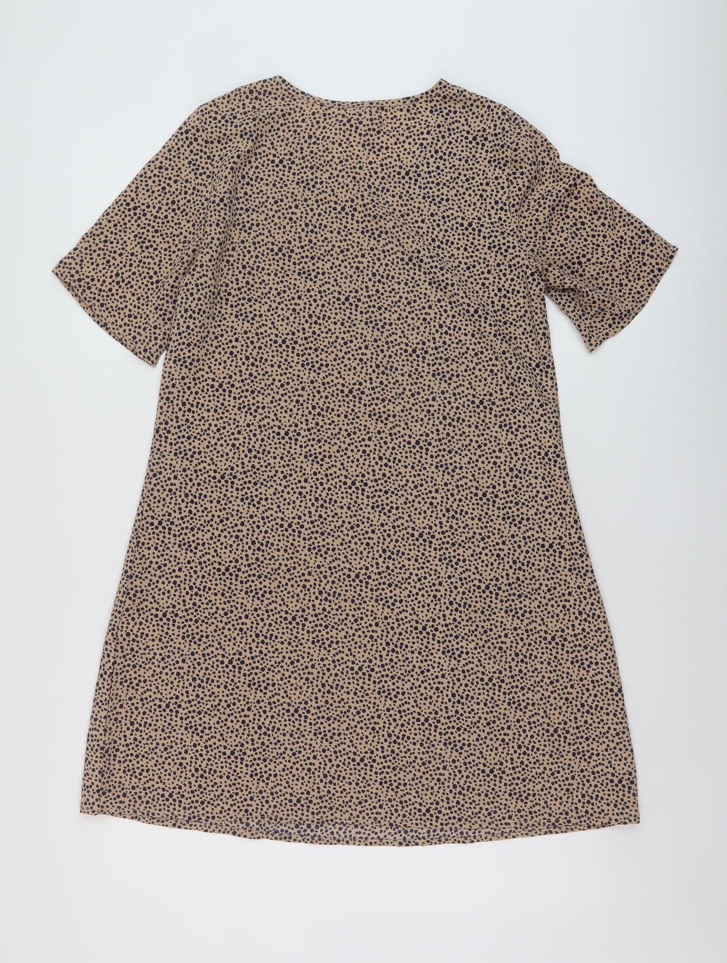 Glamorous Womens Beige Geometric Polyester A-Line Size 8 Round Neck Pullover