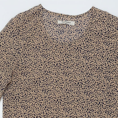 Glamorous Womens Beige Geometric Polyester A-Line Size 8 Round Neck Pullover