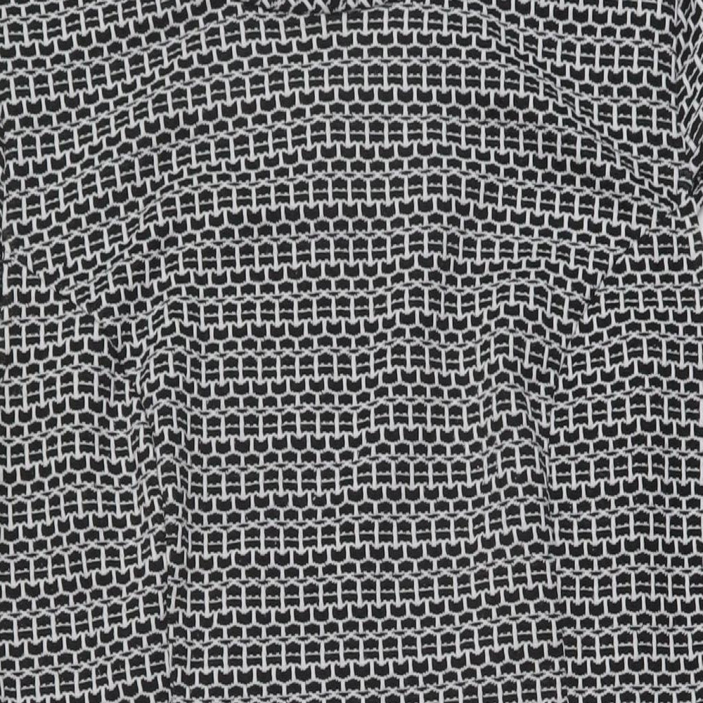 BHS Womens Black Geometric Polyester A-Line Size 18 Mock Neck Pullover