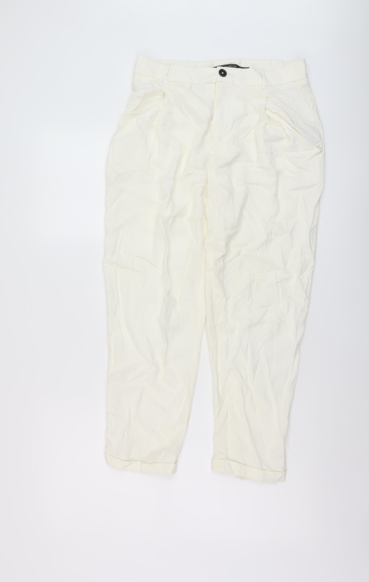 Womens UK Size S Zara Regular Fit Chino Ivory Trousers