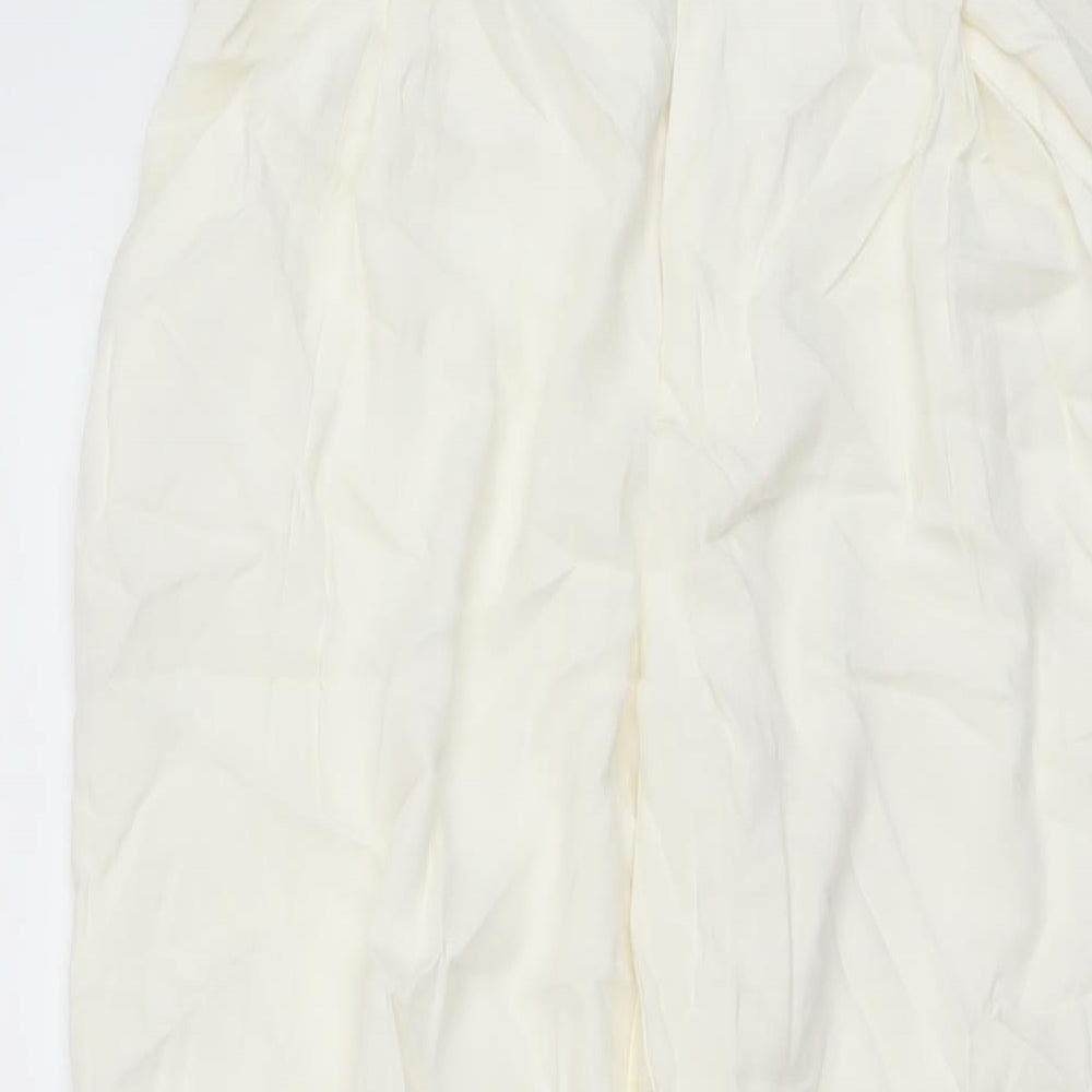 Womens UK Size S Zara Regular Fit Chino Ivory Trousers