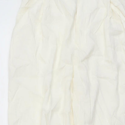 Womens UK Size S Zara Regular Fit Chino Ivory Trousers