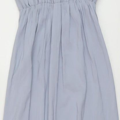 H&M Womens Blue Polyester A-Line Size 6 Round Neck Tie