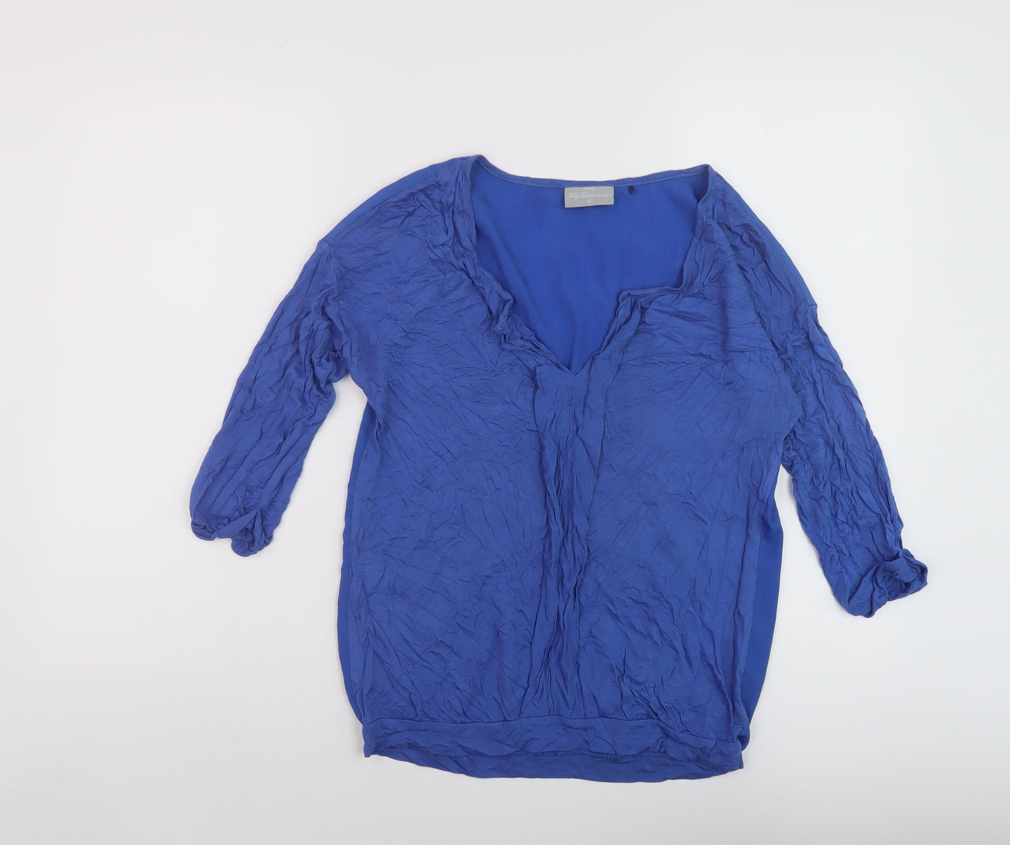 NEXT Womens Blue Viscose Basic Blouse Size 12 V-Neck