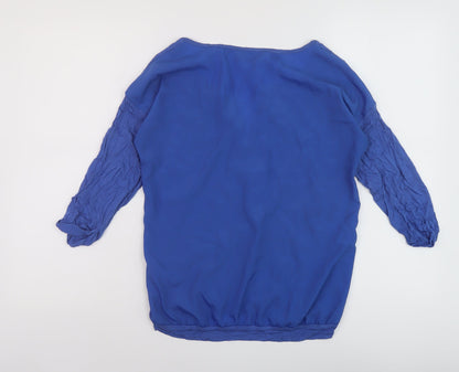 NEXT Womens Blue Viscose Basic Blouse Size 12 V-Neck