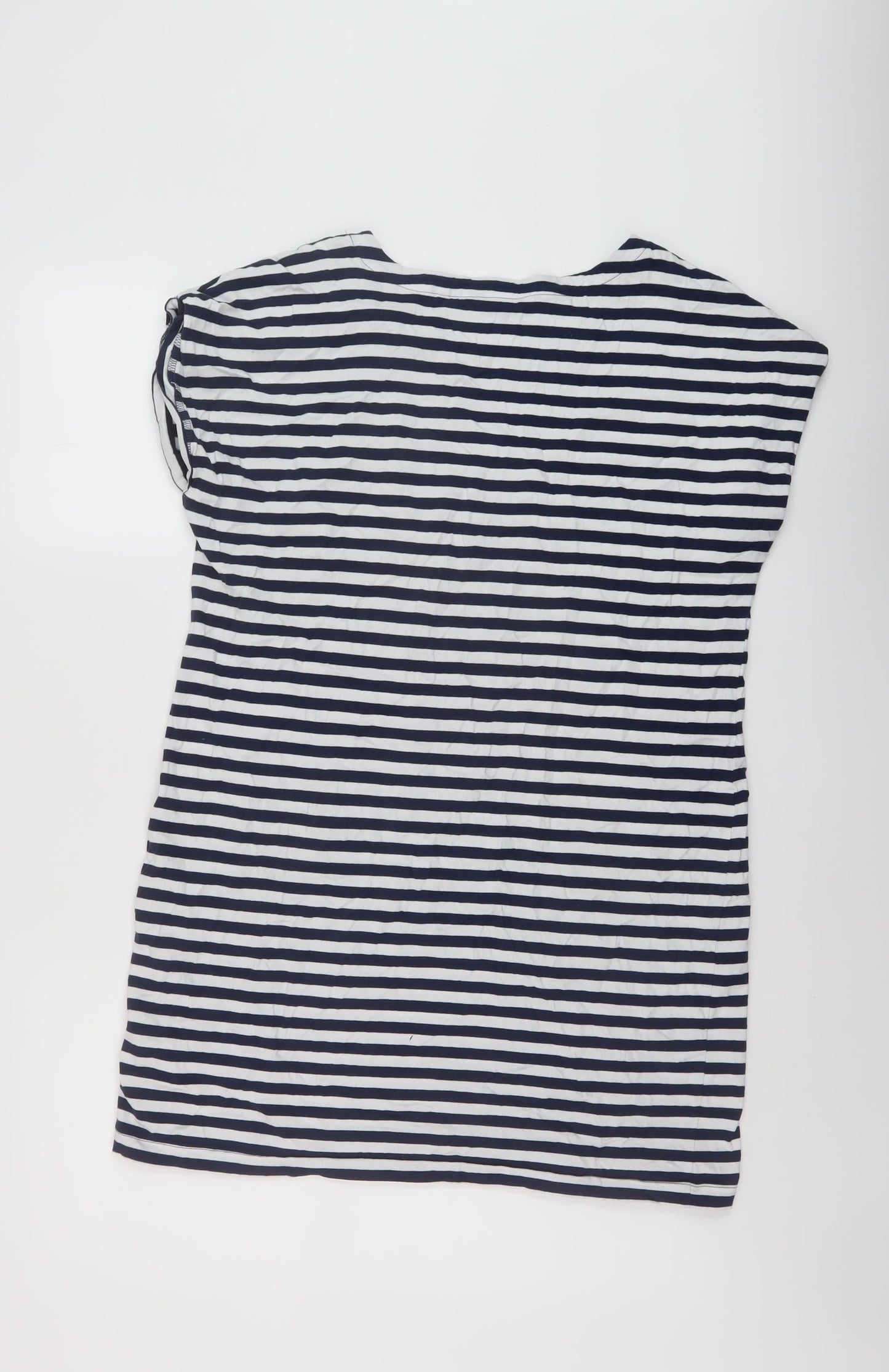 Nex Womens Blue Striped Cotton Tunic T-Shirt Size 14 Round Neck