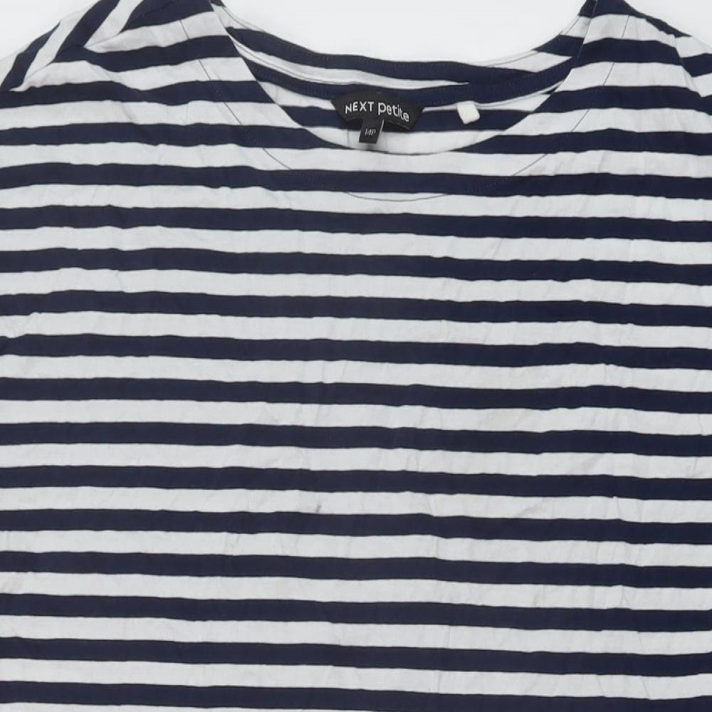 Nex Womens Blue Striped Cotton Tunic T-Shirt Size 14 Round Neck