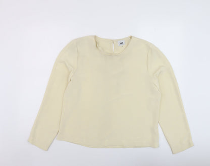 Jake Womens Beige Polyester Basic Blouse Size 14 Round Neck
