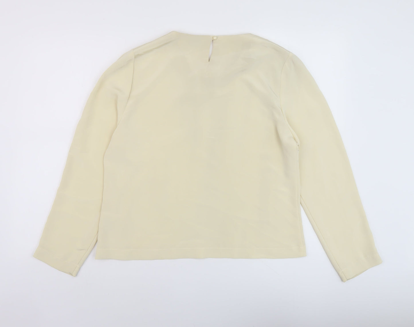 Jake Womens Beige Polyester Basic Blouse Size 14 Round Neck