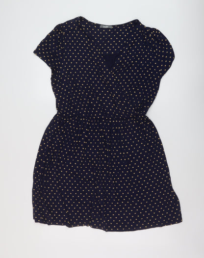 South Womens Blue Geometric Viscose A-Line Size 16 V-Neck Pullover