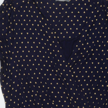 South Womens Blue Geometric Viscose A-Line Size 16 V-Neck Pullover