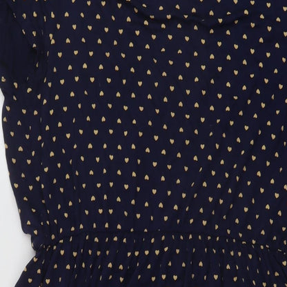 South Womens Blue Geometric Viscose A-Line Size 16 V-Neck Pullover
