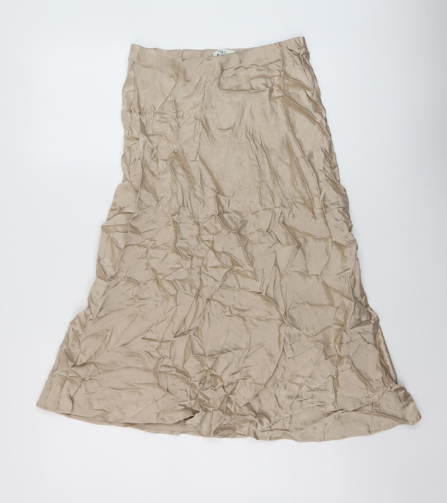 Marks and Spencer Womens Beige Polyester A-Line Skirt Size 10