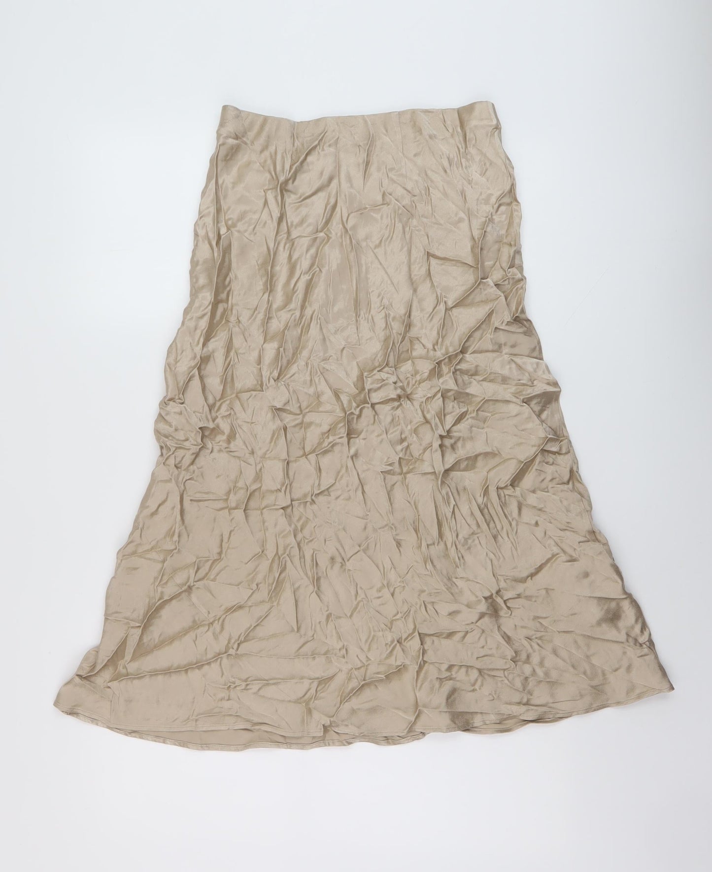 Marks and Spencer Womens Beige Polyester A-Line Skirt Size 10